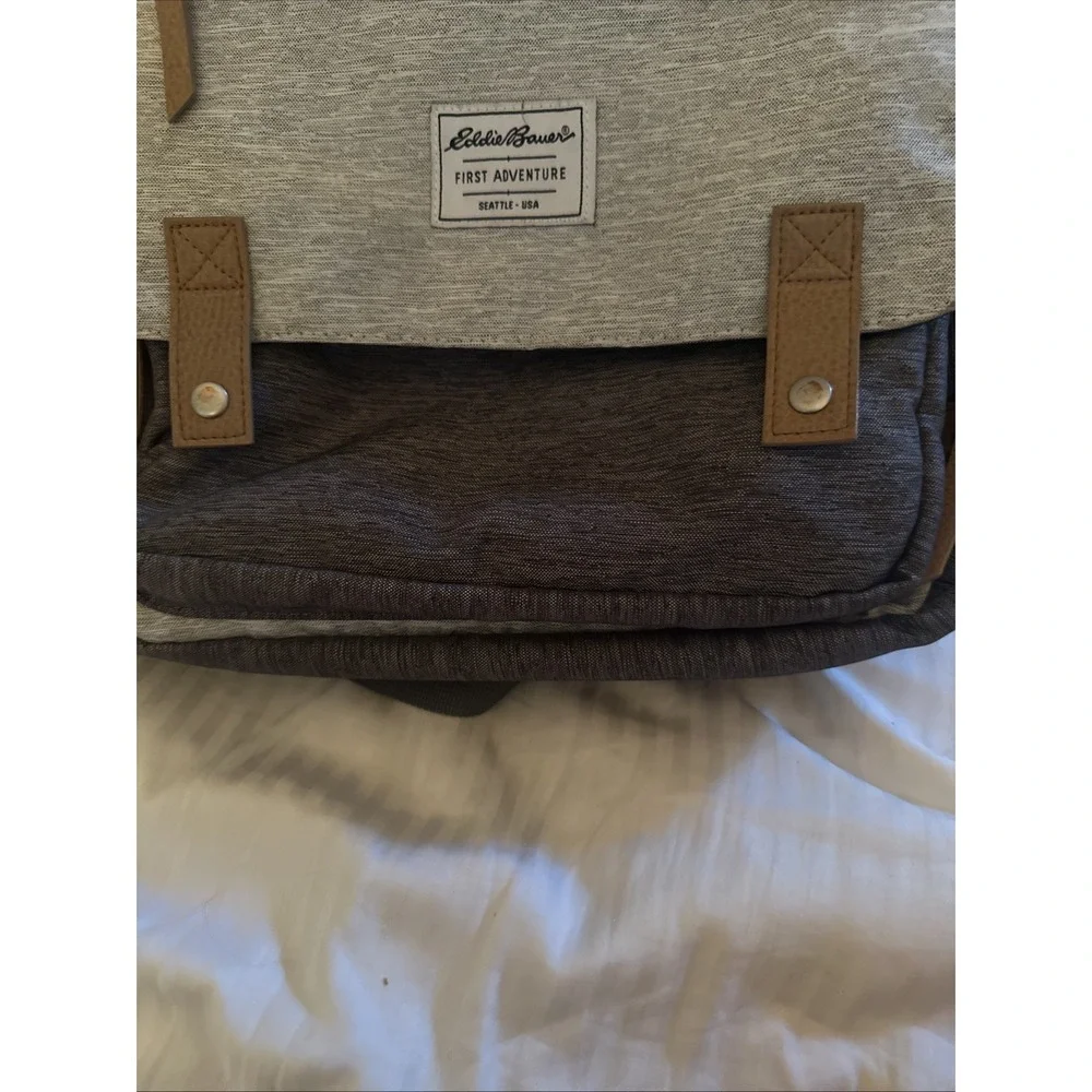 Eddie Bauer First Adventure Cascade  Diaper Bag Backpack Gray Insulated Pockets